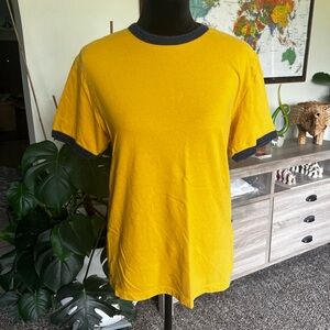 GAP Mustard Tee with Navy trim
